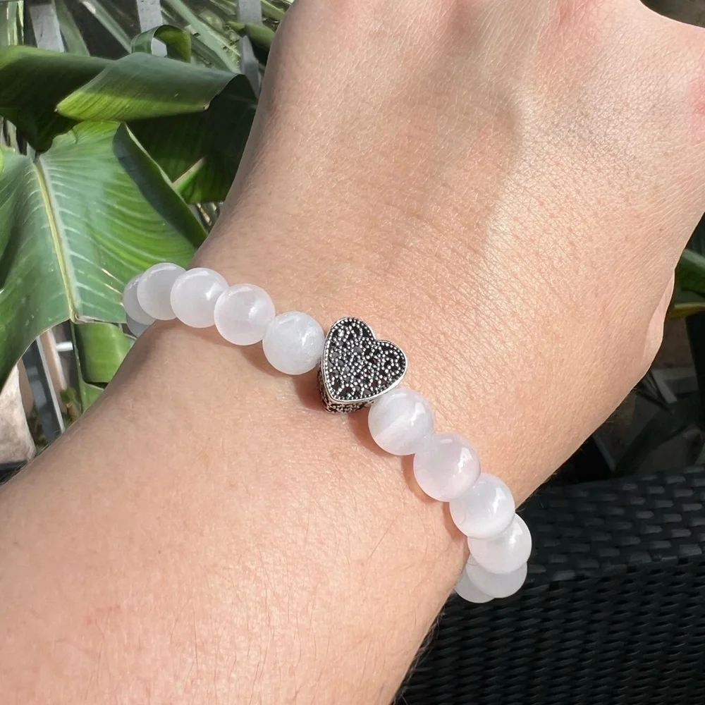 Selenite with S925 Heart Charm
